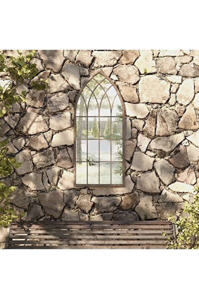 Concept Garden mirror, sand, 100x45 cm, iron for outdoor use