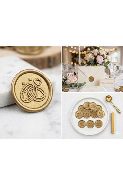 Proprie Set 50 buc Sigilii Ceară Verighete Ceară Naturală Auriu Invitații Nun...