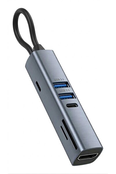 Techmaster 7in1 4K Hdmi 2xUsb 3.0 Sd Tf Kart Okuyucu PD 100w Type-C Şarj Çevi...