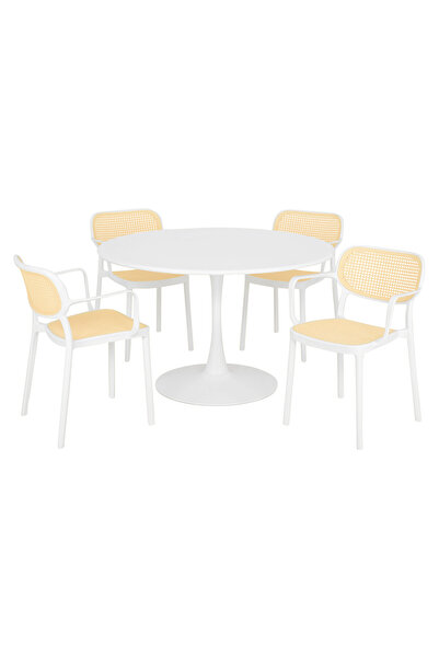 Maison Mex Garden/terrace furniture set 4 chairs and table PLEZURO/ALIVIO, wh...