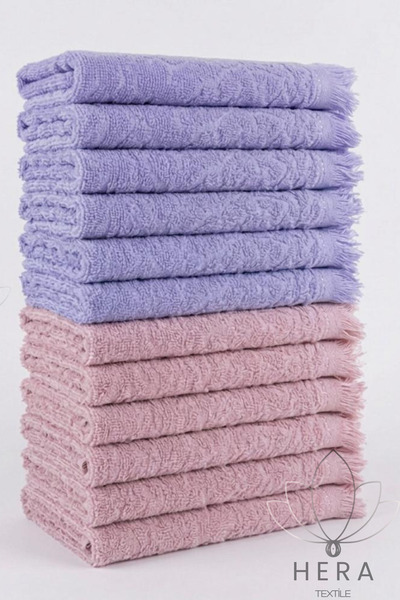 HERA 12’li 6 ADET MOR-6 ADET GÜLKURUSU 30X50 CM PAMUKLU MUTFAK HAVLUSU