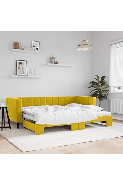Concept Κρεβάτι ημέρας με προέκταση, κίτρινο, 80x200 cm, Βελούδο