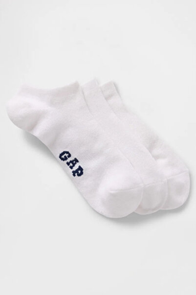 GAP Boys' 3-Piece White Socks with No-Show Logo Detail