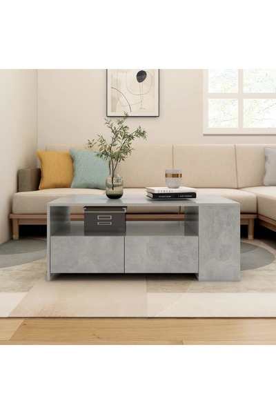 Concept Τραπεζάκι σαλονιού, γκρι σκυροδέματος, 102x55x42 εκ., επεξεργασμένο ξύλο