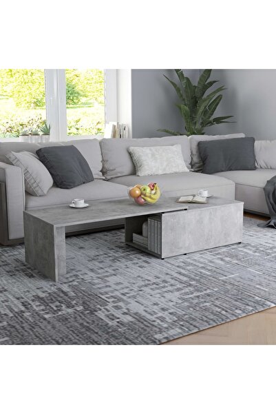 Concept Τραπεζάκι σαλονιού, γκρι σκυροδέματος, 150 x 50 x 35 cm, μοριοσανίδα