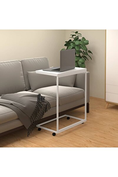 Concept Βοηθητικό τραπεζάκι με ρόδες, λευκό, 55x35x70 cm, επεξεργασμένο ξύλο