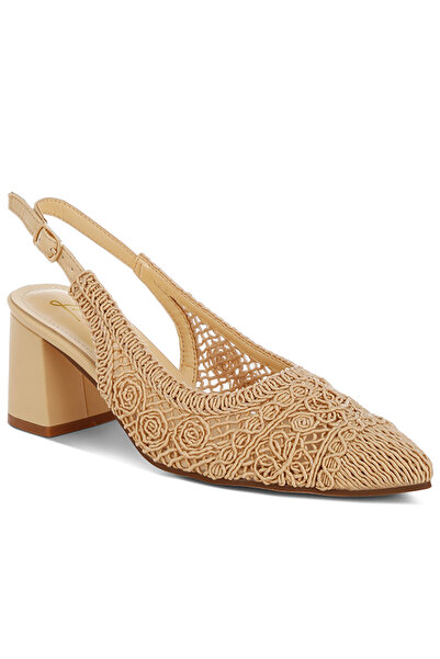 london Rag Women's Woven Design Slingback Sandal in Beige