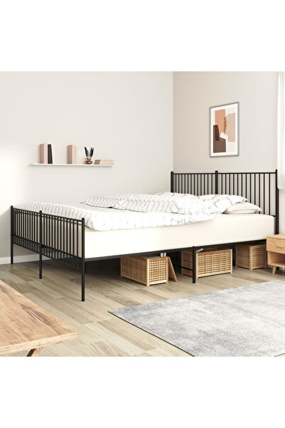 Concept Μεταλλικό σκελετό κρεβατιού με κεφαλάρι/πόδι, μαύρο, 200x200 εκ.