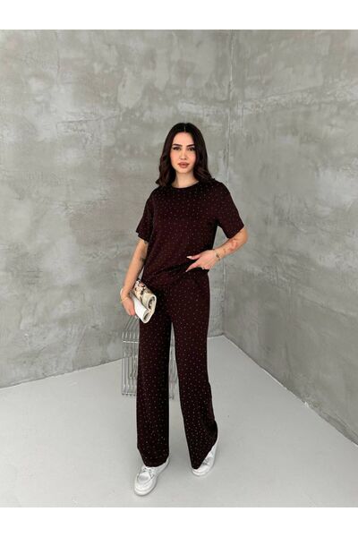 aksesuarista طقم بدلة رياضية من القماش مرصّع بالأحجار قماش مودال من Acı Kahve...