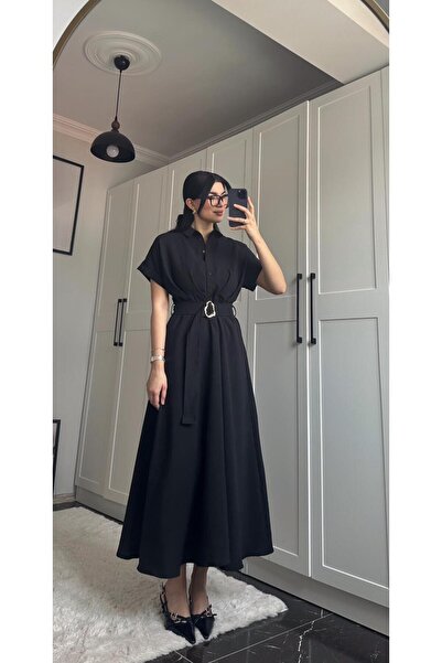 Gizuu Siyah Kuşaklı Elbise