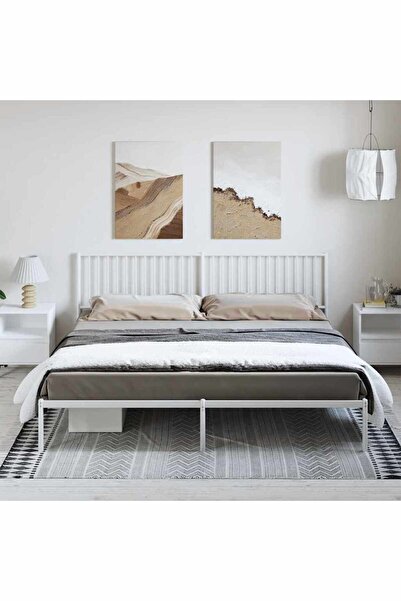 Concept Cadru de pat metalic cu tăblie, alb, 193x203 cm