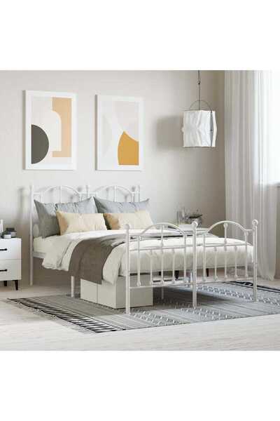 Concept Cadru de pat metalic cu tăblie, alb, 120x200 cm
