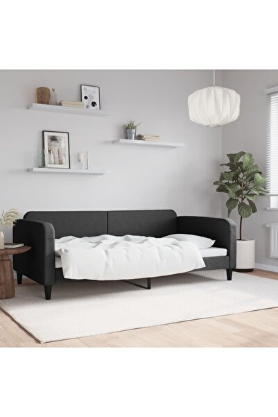 Concept Cadru de pat, negru, 100 x 200 cm, material textil