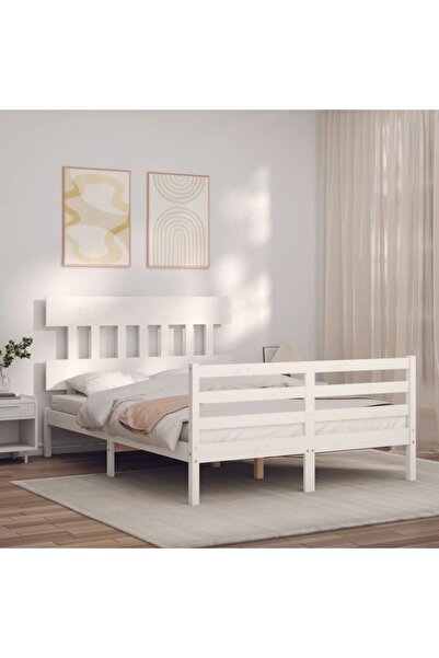 Concept Σκελετός κρεβατιού με μικρό Διπλό κεφαλάρι, μασίφ ξύλο