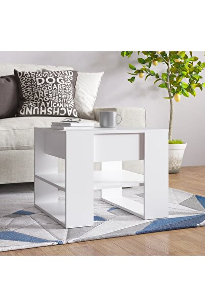 Concept Τραπεζάκι σαλονιού, λευκό, 55,5x55x45 εκ., επεξεργασμένο ξύλο