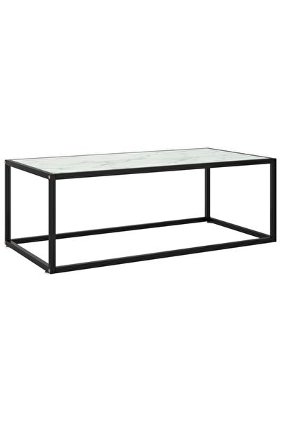 Concept Masă de cafea, sticlă marmorată alb-negru, 100x50x35 cm