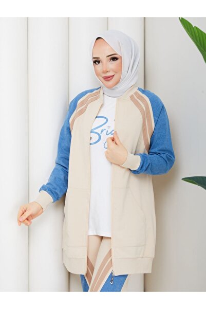 moda4b Σετ Γυναικείας Αθλητικής Ένδυσης 3 Τεμαχίων, Βαμβακερό Τζιν με Λεπτομέ...