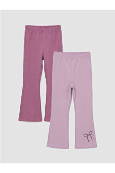 LC Waikiki M1 Sezon Lilac Flared Stone Girls' Leggings Pants 2-Pack