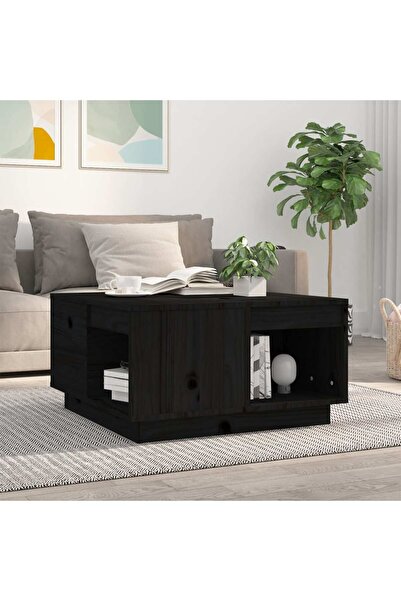 Concept Masă de cafea, neagră, 60x61x32,5 cm, lemn masiv de pin