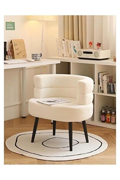 NZONE STORE Modern Boucle Accent Chair with Scandi-Style Legs WHITE