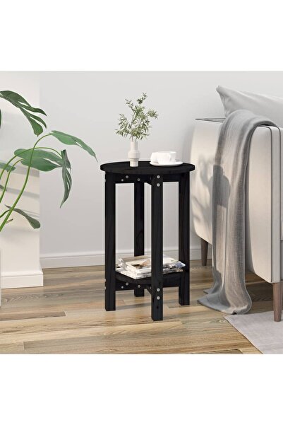 Concept Masă de cafea, neagră, Ø 40x60 cm, lemn masiv de pin