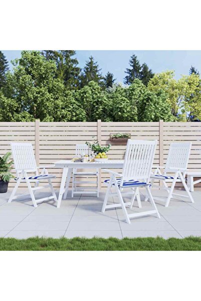 Concept Μαξιλάρια καρέκλας κήπου 4 τεμάχια μπλε & λευκές ρίγες 50x50x3 εκ., ύ...