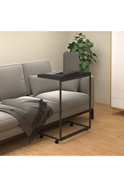 Concept Βοηθητικό τραπεζάκι με ρόδες, μαύρο, 55x35x70 cm, επεξεργασμένο ξύλο