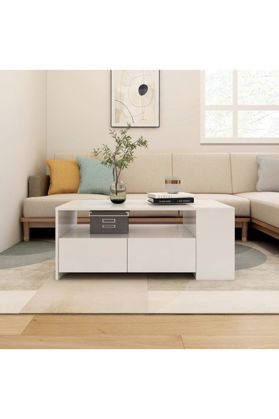 Concept Τραπεζάκι σαλονιού, λευκό, 102x55x42 εκ., επεξεργασμένο ξύλο