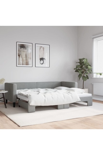 Concept Pat de zi cu extensie, gri deschis, 80x200 cm, material textil