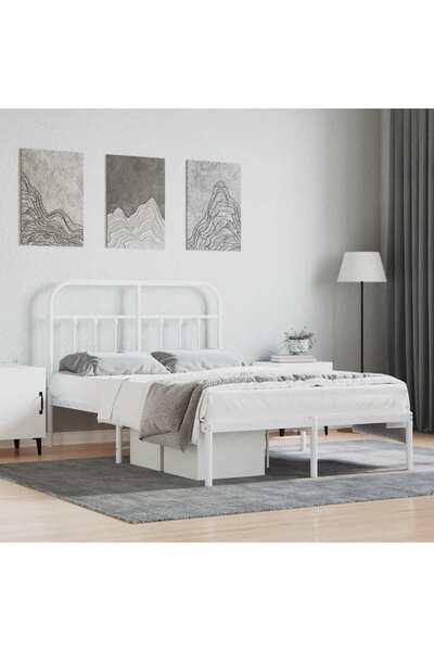 Concept Cadru de pat metalic cu tăblie, alb, 120x190 cm