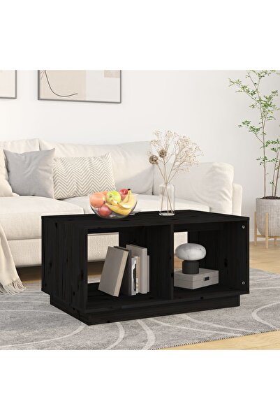 Concept Masă de cafea, neagră, 80x50x40 cm, lemn masiv de pin