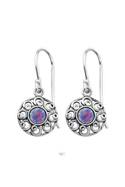 lunamerjewel Cercei din argint 925 cu pietre semiprețioase și opal Superbi Fl...