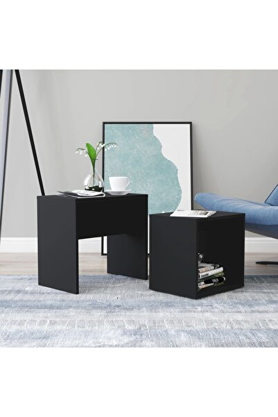 Concept Σετ τραπεζάκι σαλονιού, μαύρο, 48x30x45 cm, μοριοσανίδα