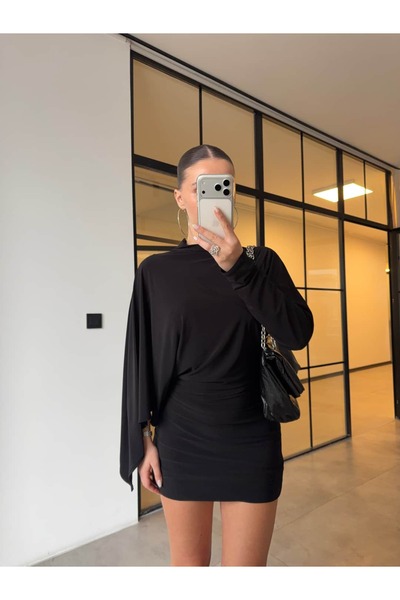 BB Bensu Buyruk Asymmetric Cut Draped Dress