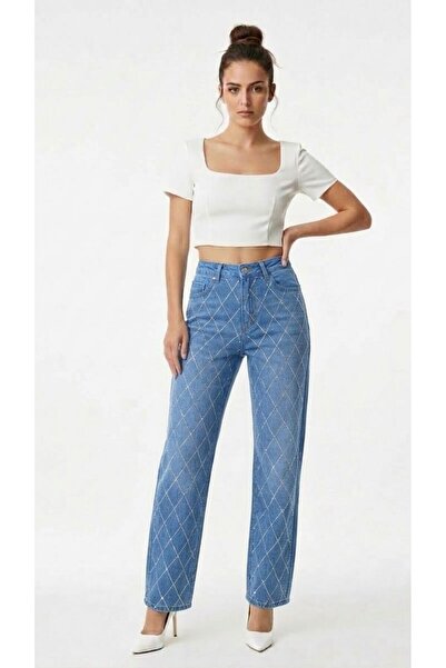 nd jeans Blugi pentru femei - Pantaloni de blugi premium cu model Baklava, cu...