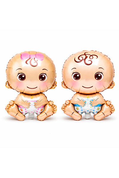 Parti dolabı مجموعة بالونات مزدوجة للأطفال (وردي + أزرق)، بالون حفل استقبال ا...