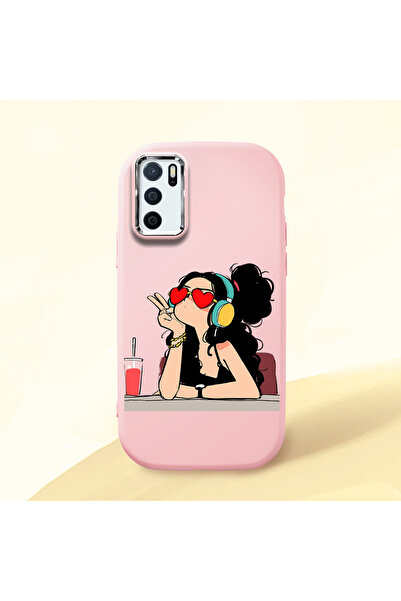 Hontinga حافظة هاتف من السيليكون الناعم باللون الوردي متوافقة مع كاميرا أوبو ...