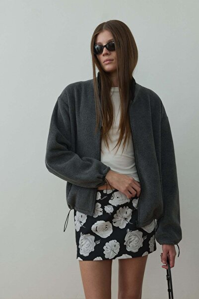 Suud Collection Füme Anu Oversized Zippered Fleece Cardigan