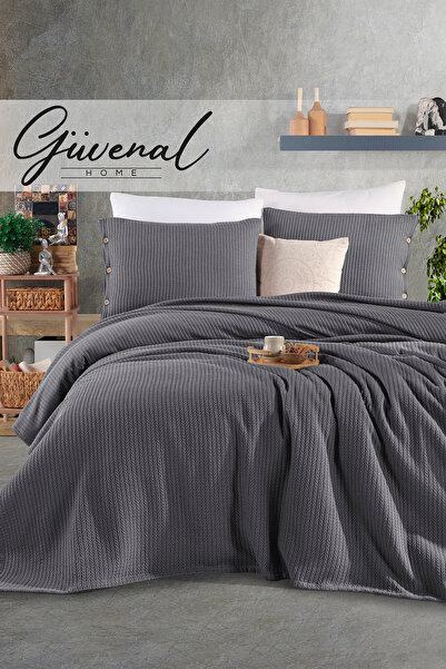 Güvenal Siena |   100% Cotton Double 200X230 cm Knitted with Button Detail an...