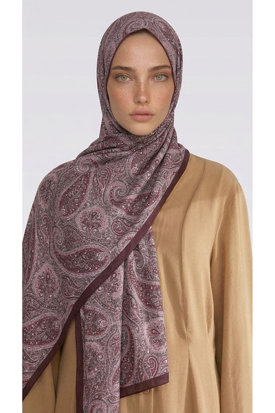 Karaca Шал от памук с десен Сапира - лилав / кремав
