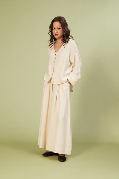 Nisan Linen Mixed Baggy Pants