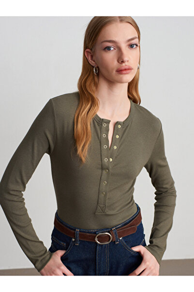 Dilvin 32024 Snap Fastener modal Mix Top-Kaki