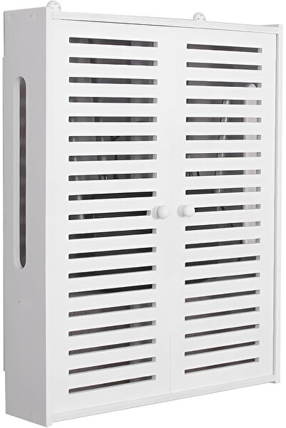 NO BRAND Raft de perete din PVC pentru routere și prize WLAN - 2 niveluri reg...