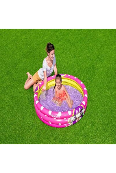 BESTWAY - مسبح ميني ماوس قابل للنفخ بثلاث حلقات، 122 × 25 سم
