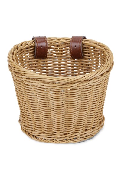 Vanilla Copenhagen Çocuk Bisiklet Sepeti Hasır Görünümlü Deri Askılı Gidon Se...