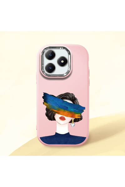 Hontinga حافظة هاتف من السيليكون الناعم باللون الوردي متوافقة مع كاميرا Realm...