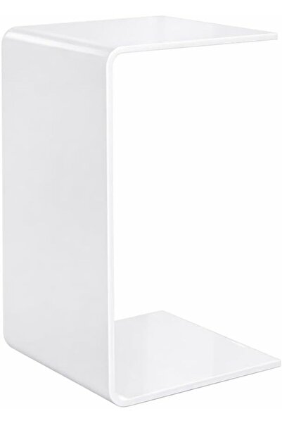 Slasa White Acrylic Side Table (30x30x65 cm) Stylish C-Shaped Side Table Nigh...