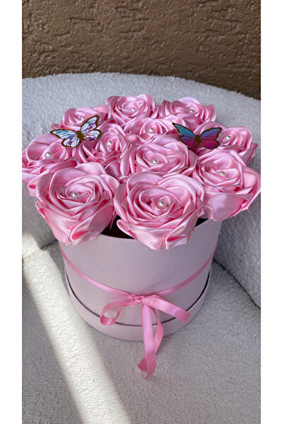 Baalaa Handcrafted Ribbon Roses - Roses with Pearls in a Box - Artificial Ros...