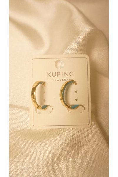 LuxeVibe Çelik Takı Xuping Women's Blue Hoop Earrings – Tarnish-Resistant, Minimal, Water-Resistant , Xp, Jewelry Store Model