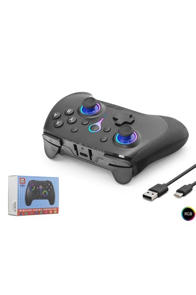 NODAR ND505B Bluetooth GamePad Oyun Kolu PC iOS Android Switch PS3 PS4 Uyumlu RGB Siyah